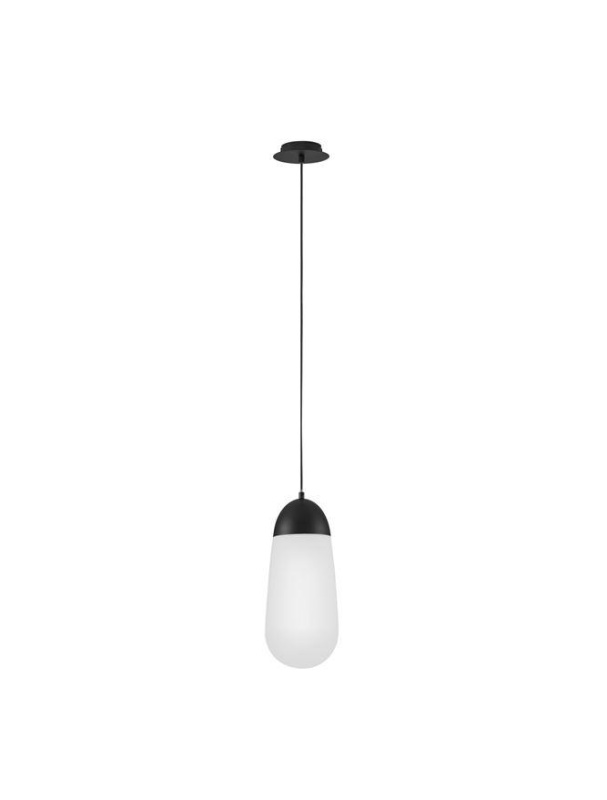 Nova Luce Závěsné svítidlo BLAKY matný černý kov a opálové sklo E14 1x5W