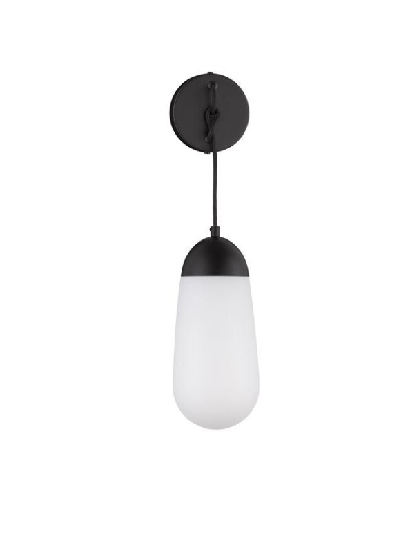 Nova Luce Nástěnné svítidlo BLAKY matný černý kov a opálové sklo E14 1x5W