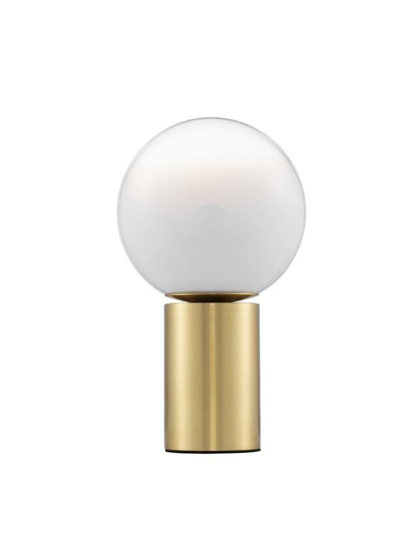 Nova Luce Stolní lampa JIAN mosazný zlatý kov a bílé sklo s přechody E27 1x12W