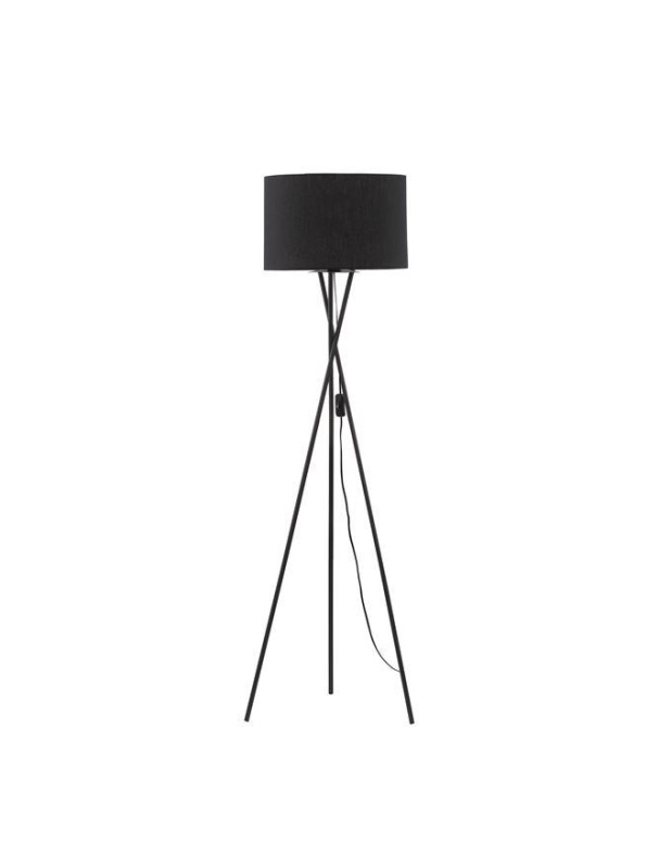 Nova Luce Stojací lampa RETRO černé stínidlo černý kov E27 1x12W