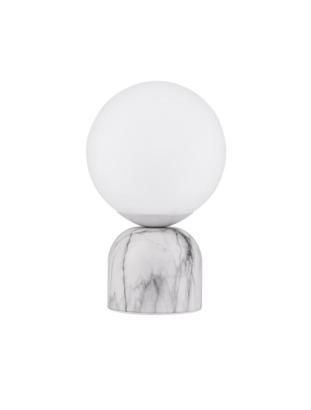 Nova Luce Stolní lampa KENIO bílá mramor opálové sklo E14 1x12W