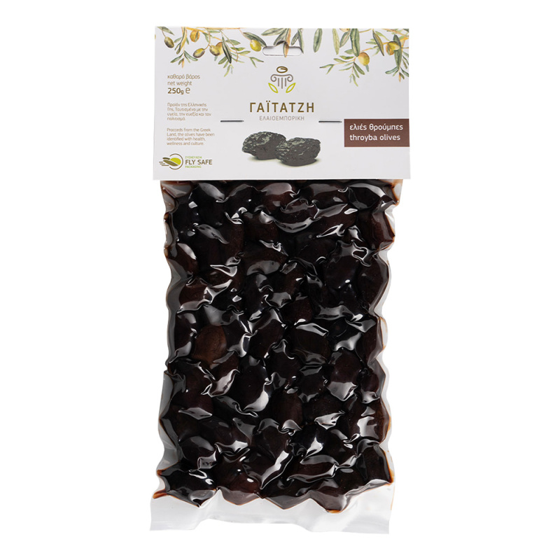 Gaitatzi THROUMPES černé sušené olivy s peckou vakuum 250g