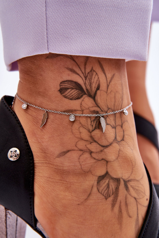 Glam Chic Náramek S Peřím A Krychlovými Zirkony stříbrne