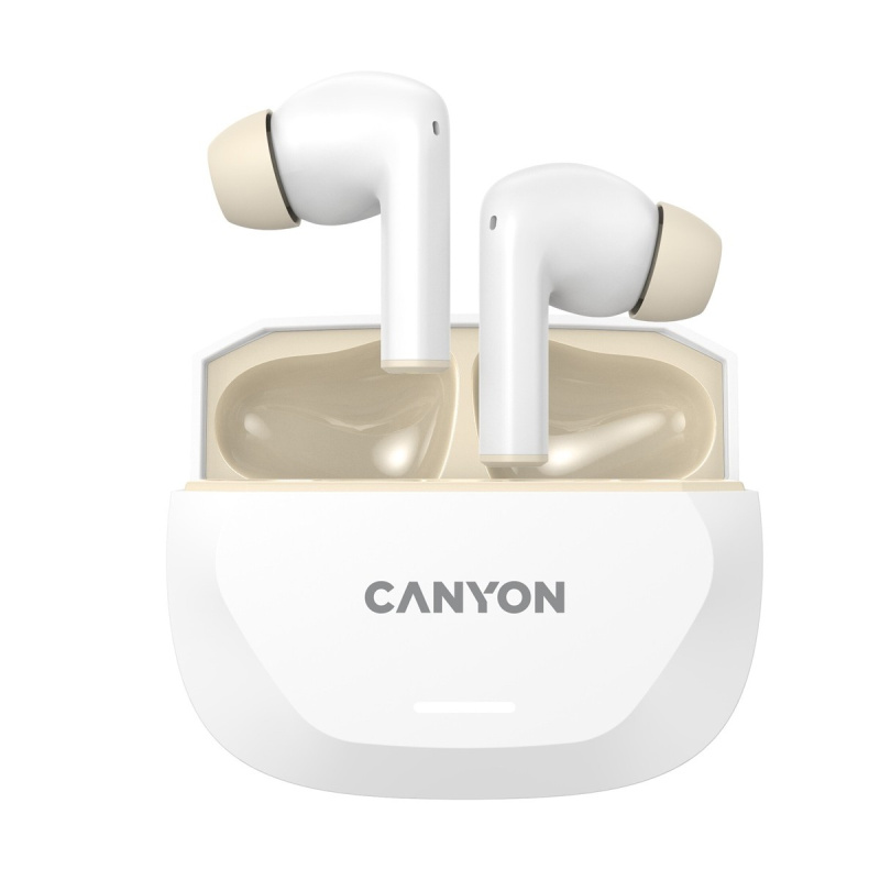 Canyon Bezdrátová stereo sluchátka True wireless Hexagon 7, bílo/béžová