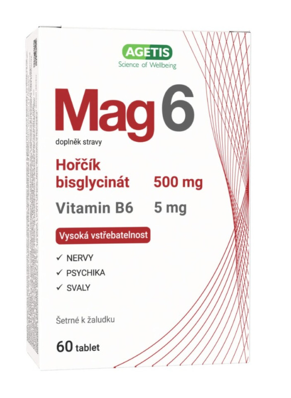Mag6 Hořčík bisglycinát B6 tbl.60 Agetis