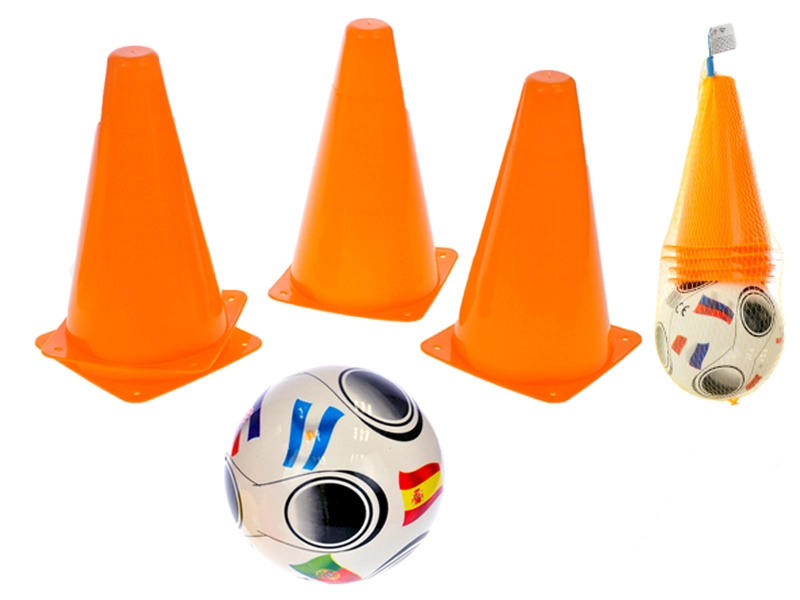 Tréninkové fotbalové kužely s míčkem pro děti v síťce