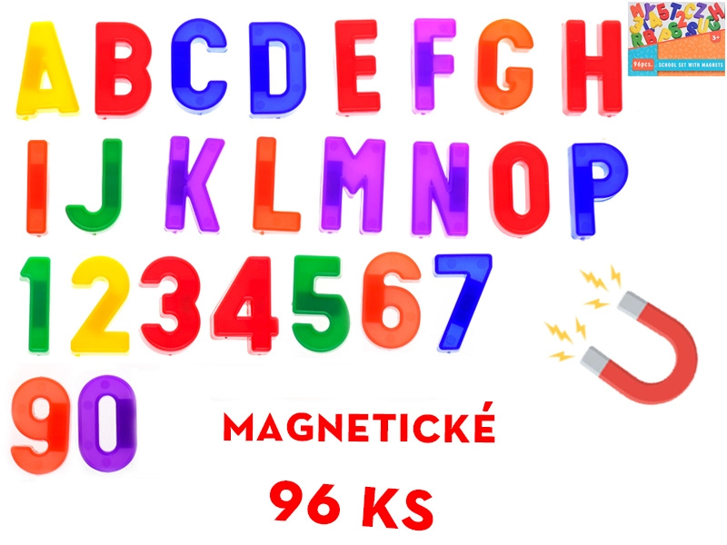 Sada magnetických písmen a číslic 96 ks