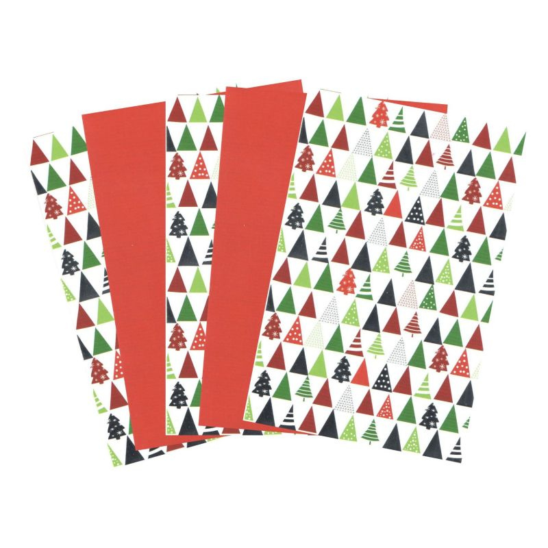 Sada oboustranných papírů A4 (5ks) červeno bílý se stromy 300g/m2