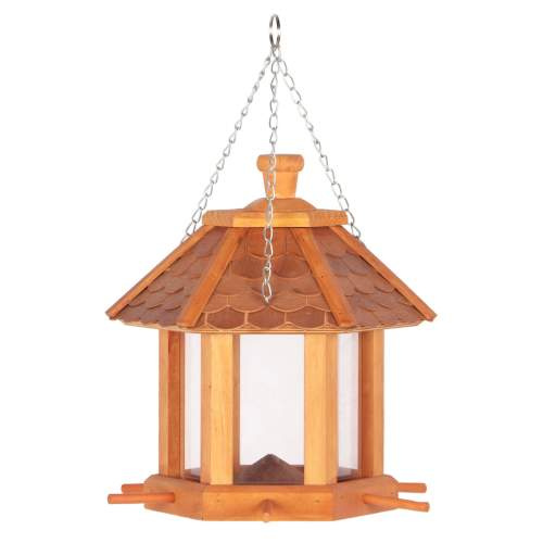 Dřevěné závěsné krmítko pro venkovní ptáky 19 x 16,5 x 18 cm