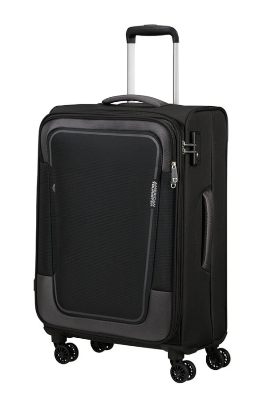 American Tourister Pulsonic 68cm Černý Spinner Rozšiřitelný 64/74L