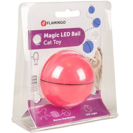 Flamingo Interaktivní hračka pro kočky míček s LED růžový průměr 6cm