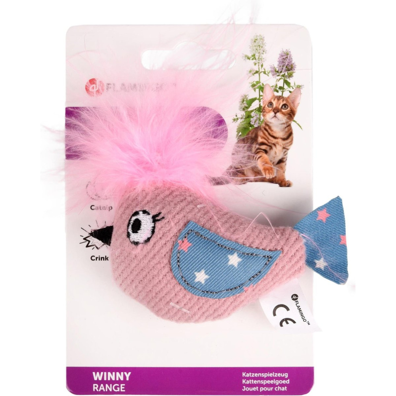 Flamingo Winny Hračka pro kočky Ptáček 10cm