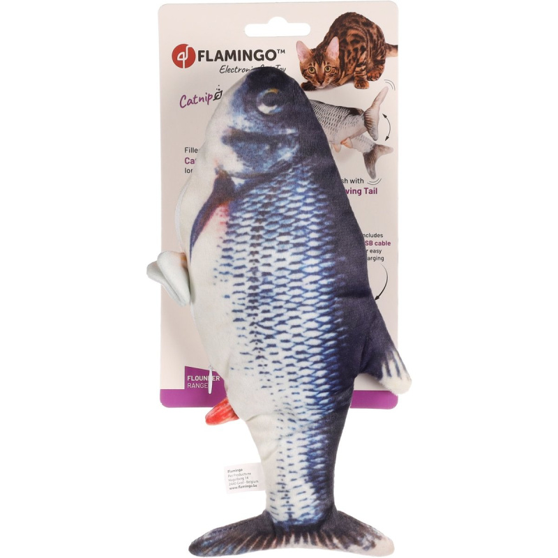 Flamingo Flounder Elektronická hračka pro kočky Ryba Šedá 29cm