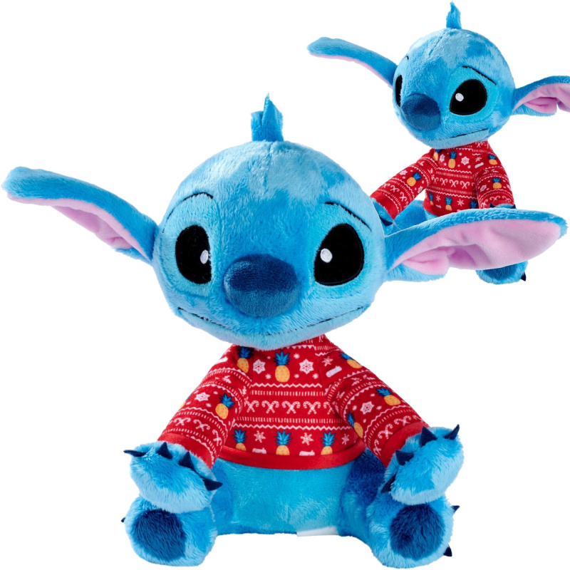 Plyšová hračka DISNEY Lilo a STITCH v červeném vánočním svetru 25 cm