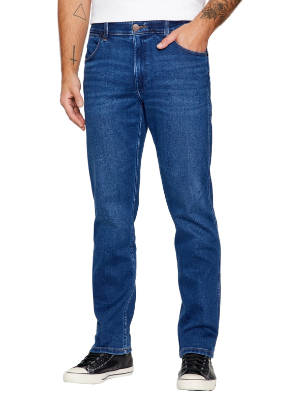 Pánské džíny WRANGLER Greensboro klasicky modré-seprané-36/34