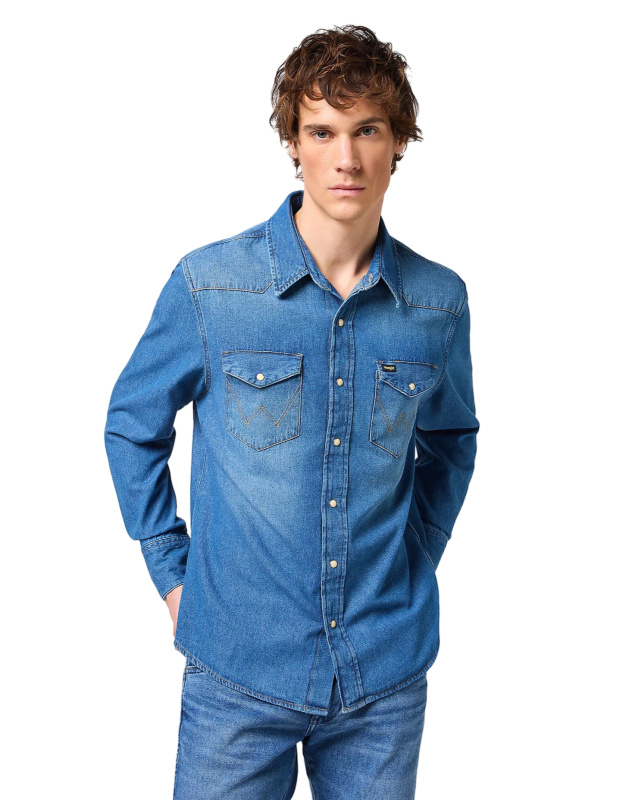 Pánská džínová košile d.r. WRANGLER modrá-S
