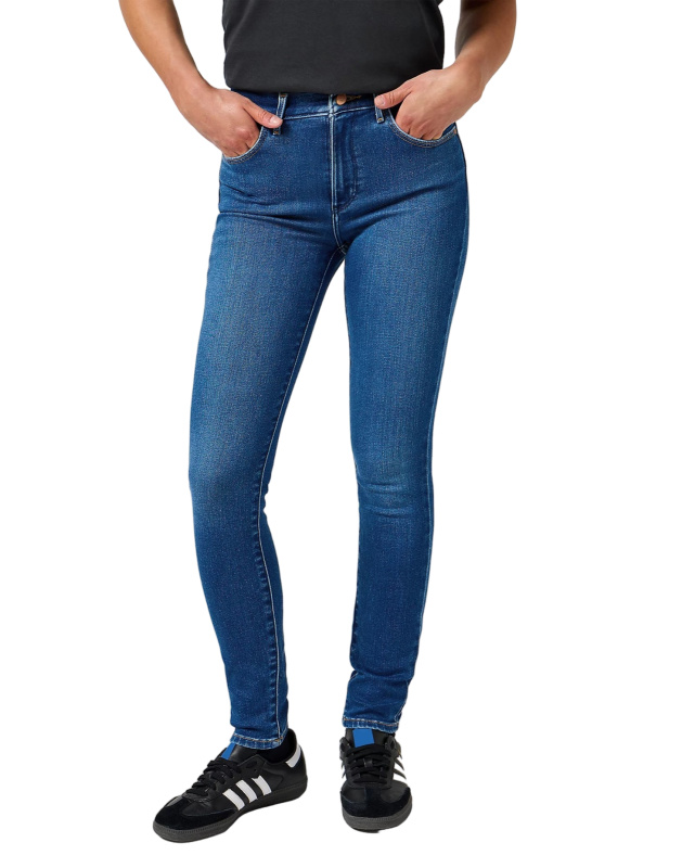 Dámské džíny WRANGLER High Skinny klasicky modré-seprané-26/32