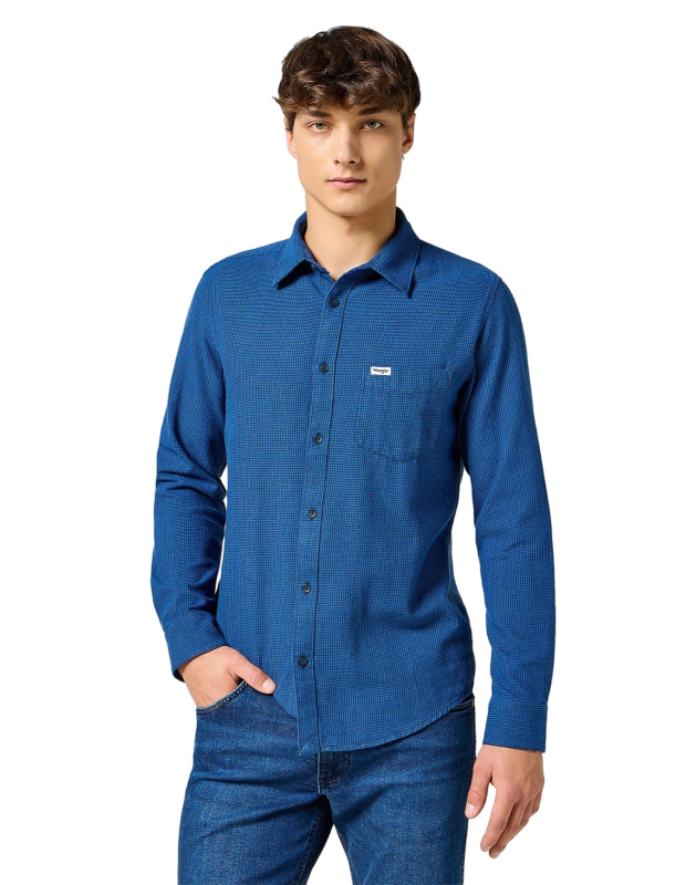 Pánská košile d.r. WRANGLER One Pocket Flannel Shirt modrá-M