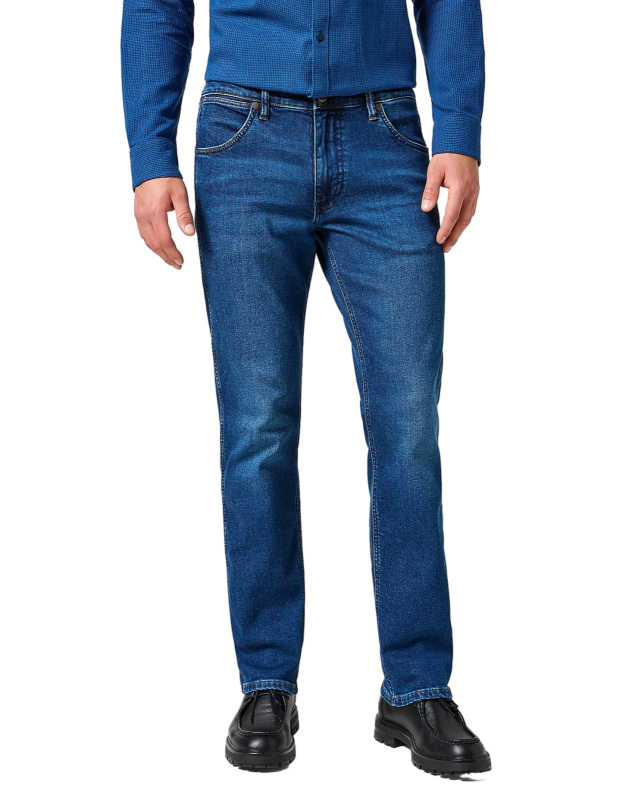Pánské džíny WRANGLER Greensboro klasicky modré-seprané-38/32