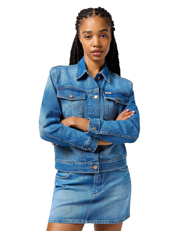 Dámská džínová bunda WRANGLER Heritage Jacket klasicky modrá-sepraná-M