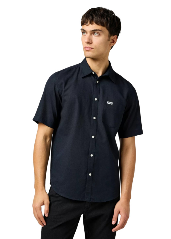 Pánská košile k.r. WRANGLER One Pocket Shirt černá-XXL