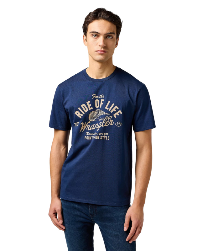 Pánské tričko k.r. WRANGLER Americana Tee modré-XL