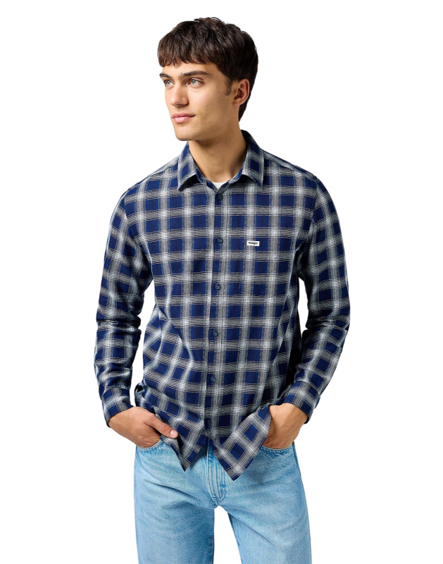 Pánská košile d.r. WRANGLER One Pocket Shirt modro-bílá-M