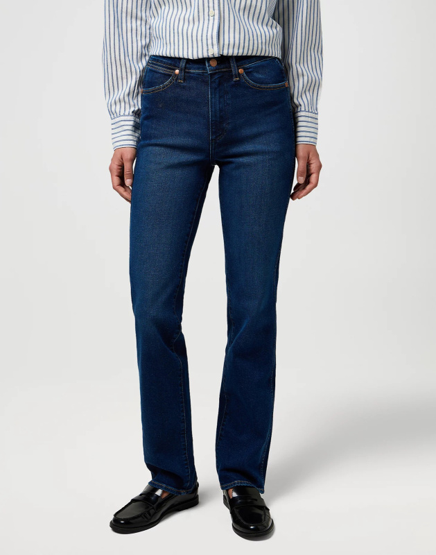 Dámské džíny WRANGLER Straight tmavě modré-seprané - 26/32