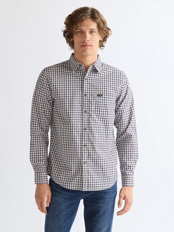 Pánská košile WRANGLER dlouhý rukáv modrá,bílá - XXL