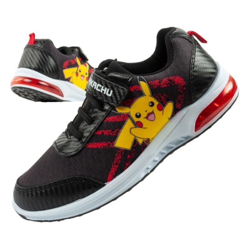 Leomil dětské sportovní boty Pokemon lehké tenisky na suchý zip LED černé 34