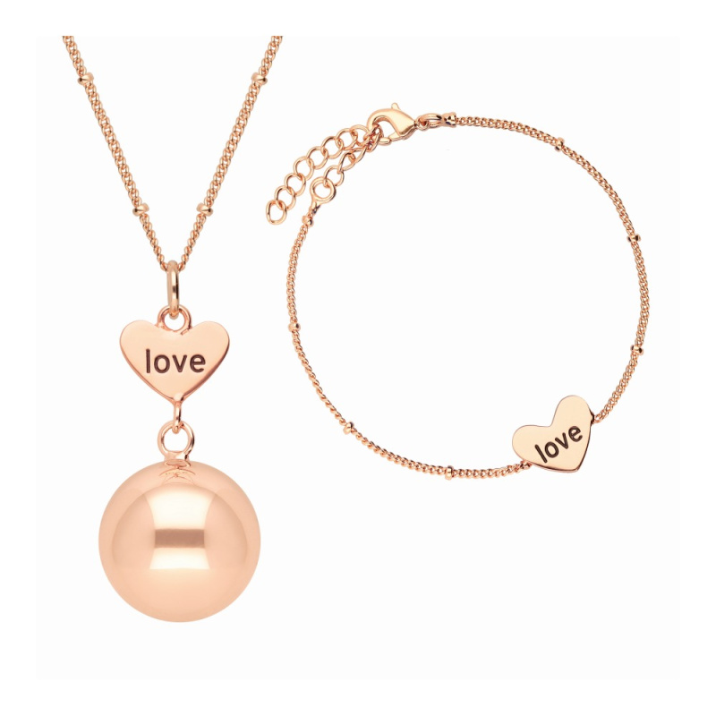 Bola Heart and Love těhotenská rolnička Rose Gold