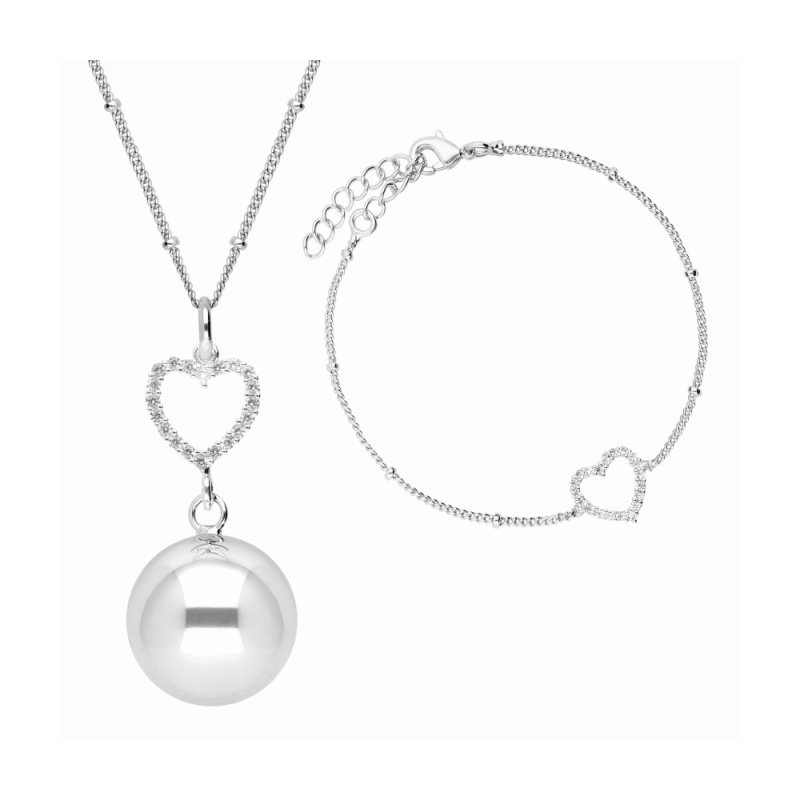 Bola Crystal Heart těhotenská rolnička Silver