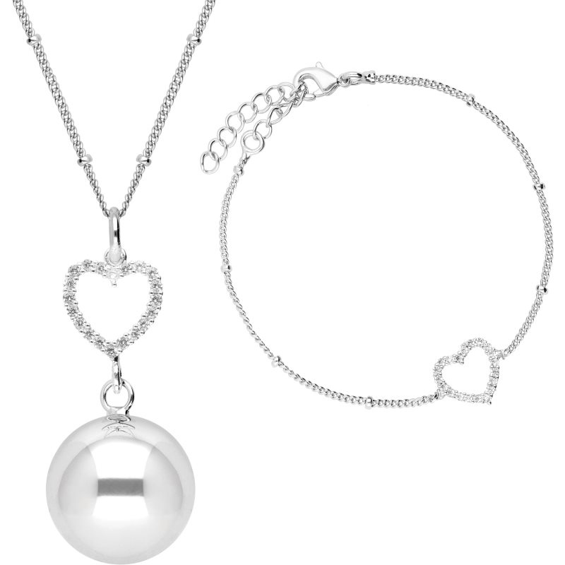 Bola Crystal Heart těhotenská rolnička Silver