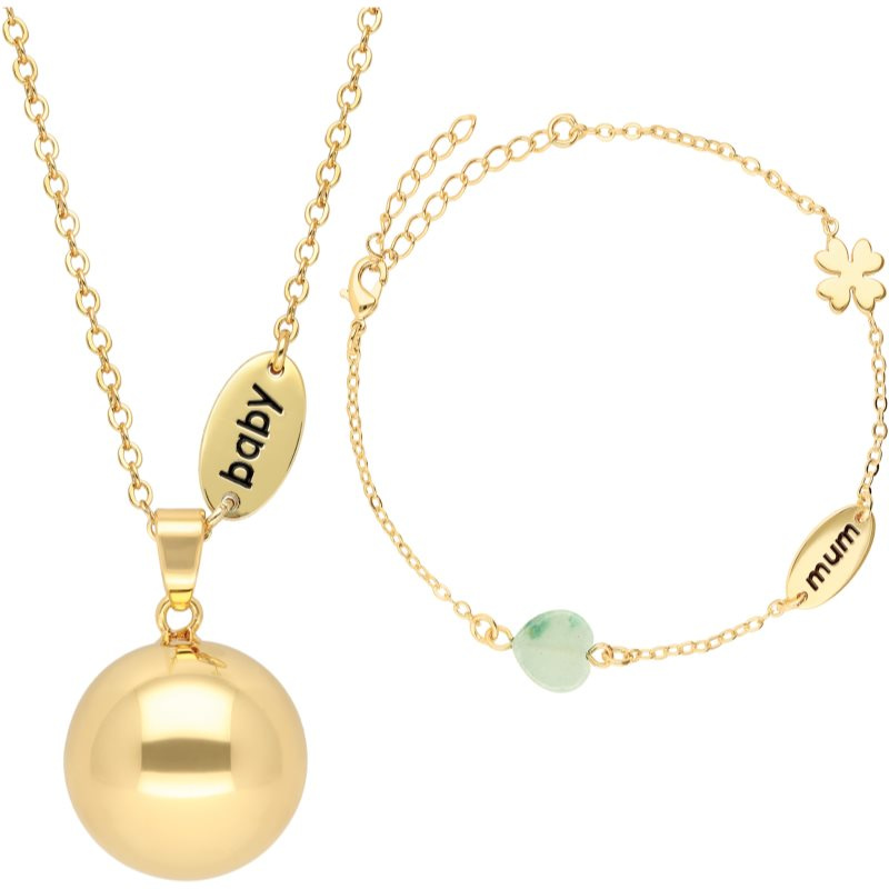 Bola Nature Stone Beads and Mum/Baby Charm těhotenská rolnička Gold
