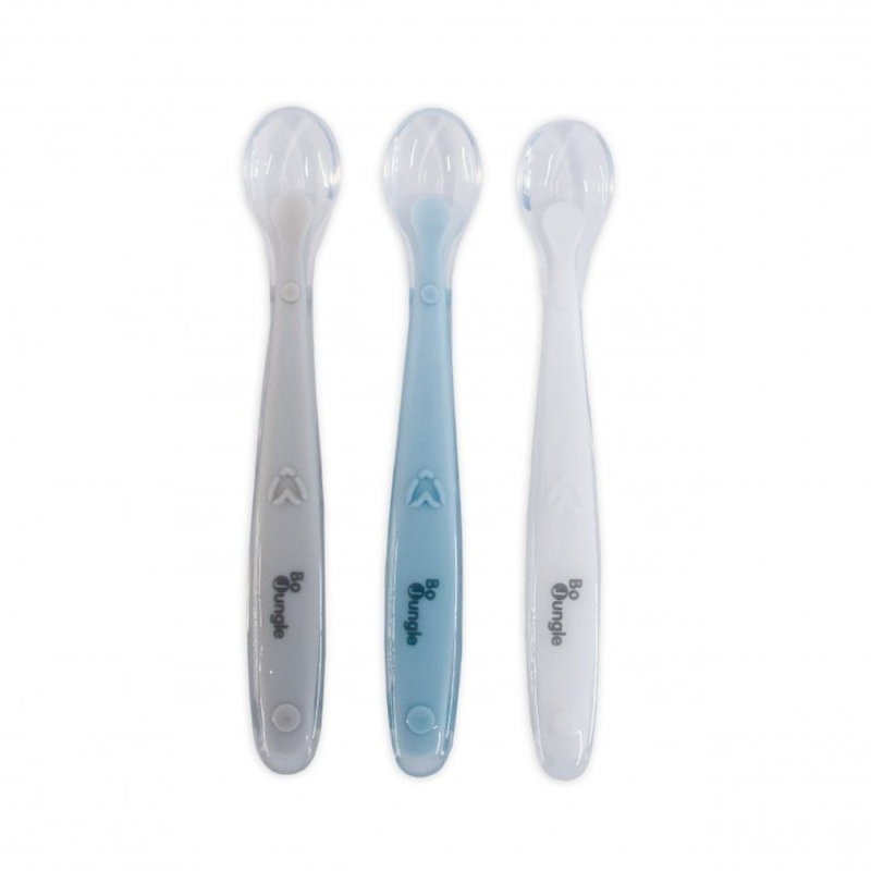 Bo Jungle měkké jídelní lžičky Soft 3 ks White/Grey/Blue