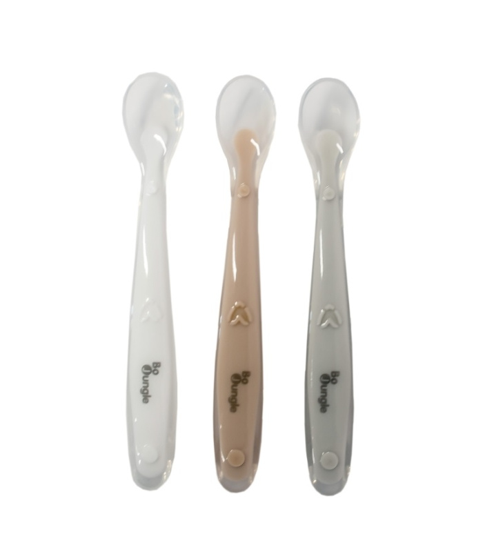 Bo Jungle měkké jídelní lžičky Soft 3 ks White/Grey/Terracotta