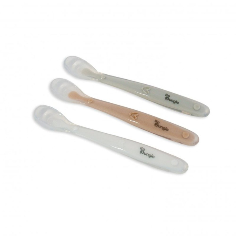 Bo Jungle měkké jídelní lžičky Soft 3 ks White/Grey/Terracotta