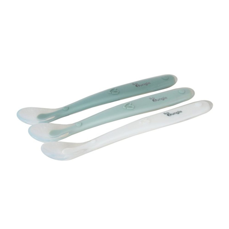 Bo Jungle měkké jídelní lžičky SOFT White/Sage Green/Jade
