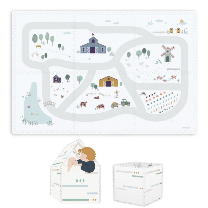 Play&Go EEVAA tiloo podložka na hraní a úložný box 2v1 farm