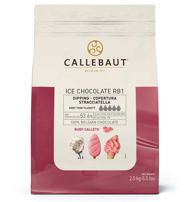 Barry Callebaut Balení Callebaut ICE Choc Ruby 2,5kg (rubínová čokoláda k polévání)