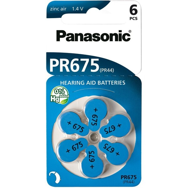 Panasonic PR675 (PR44) zinkovzduchová baterie do naslouchadel (6ks)