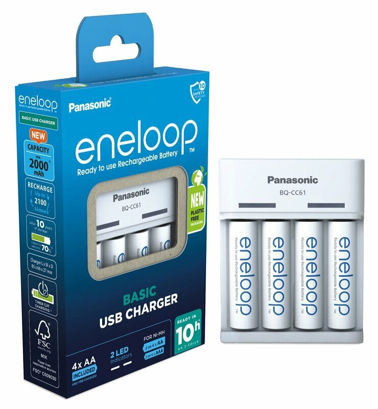 Panasonic Eneloop Basic BQ-CC61 + 4x AA 2200mAh