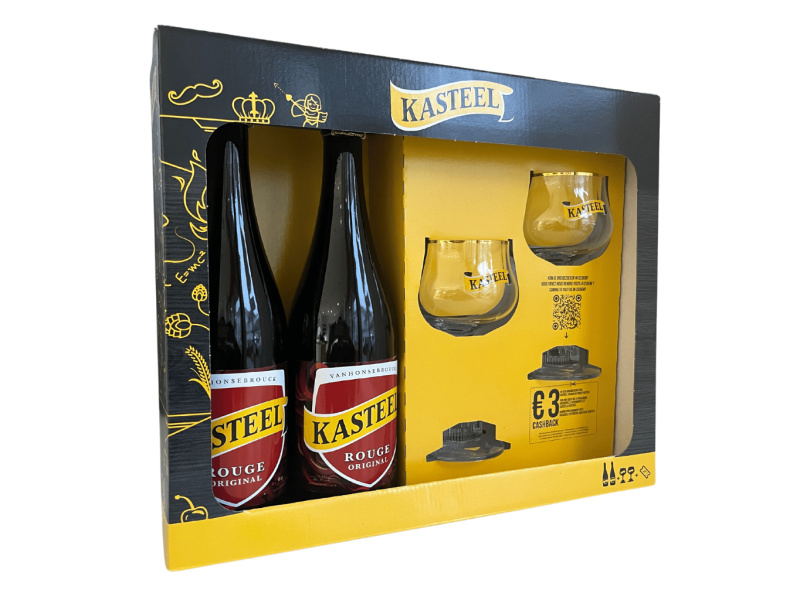 Van Honsebrouck Kasteel Rouge 8% 18° dárkový set 2x0,75l + 2x sklenice