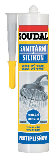 Silikon neutrální sanitární +S Soudal transparentní 280 ml