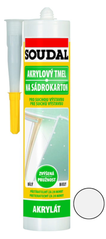 Tmel akrylový na sádrokarton Soudal bílý 280 ml