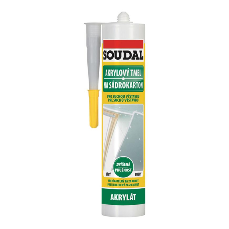 Tmel akrylový na sádrokarton Soudal bílý 280 ml