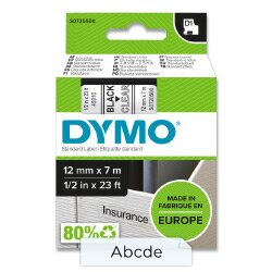 Páska Dymo D1 šířka 12 mm/návin 7m, černá / průhledná