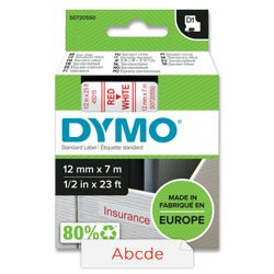 Páska Dymo D1 - bílá, šířka 12 mm, návin 7 m, červené písmo