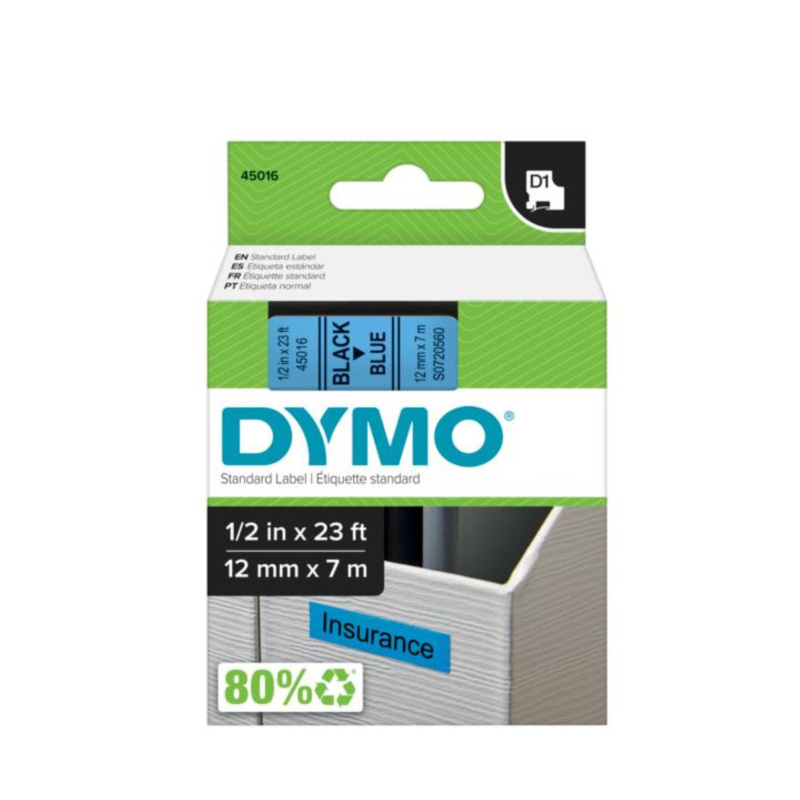 Dymo - polyesterová páska - 12 mm × 7 m, černo-modrá