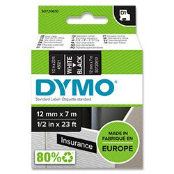 Páska Dymo D1 - černá, šířka 12 mm, návin 7 m, bílé písmo